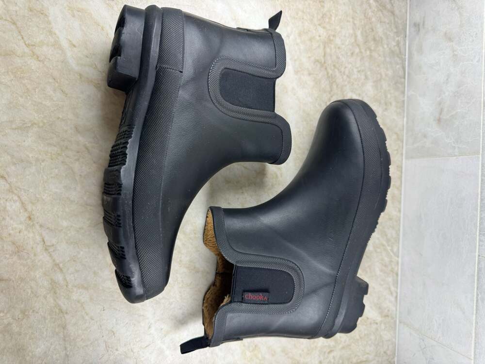 Chooka Plush Chelsea Rain Boots Black Waterproof Ankle Boots Women’s 7 - Picture 6 of 16